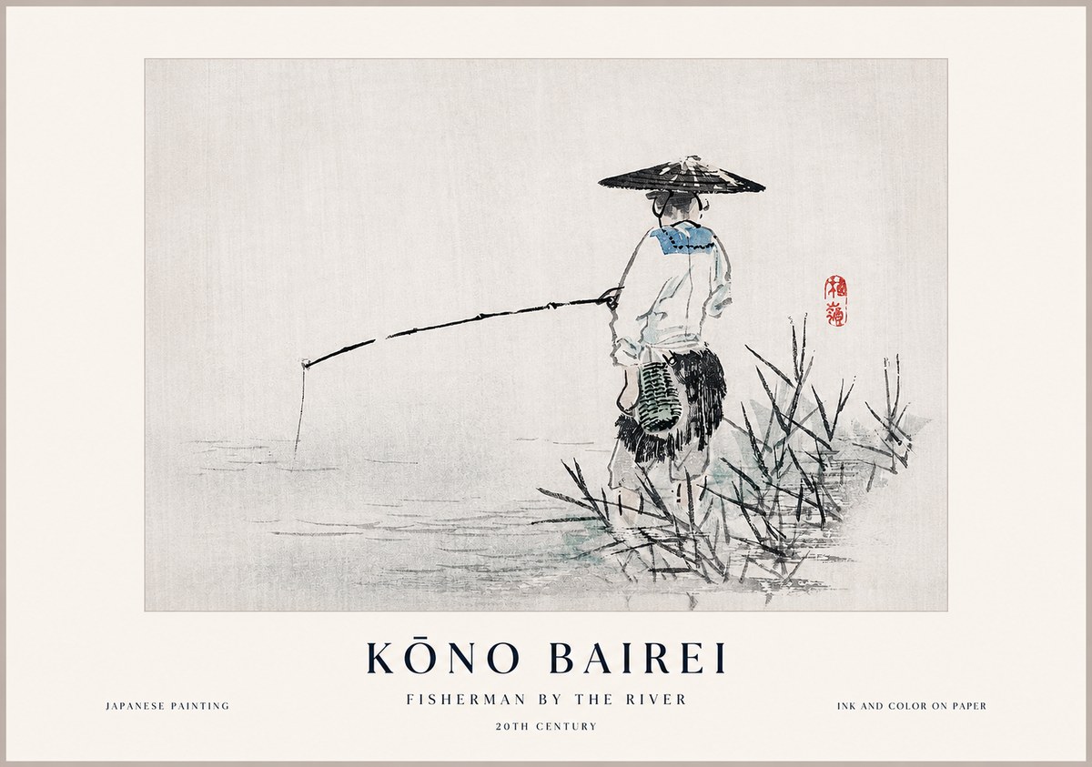 Kōno Bairei Fisherman by the River No1 - Plakát