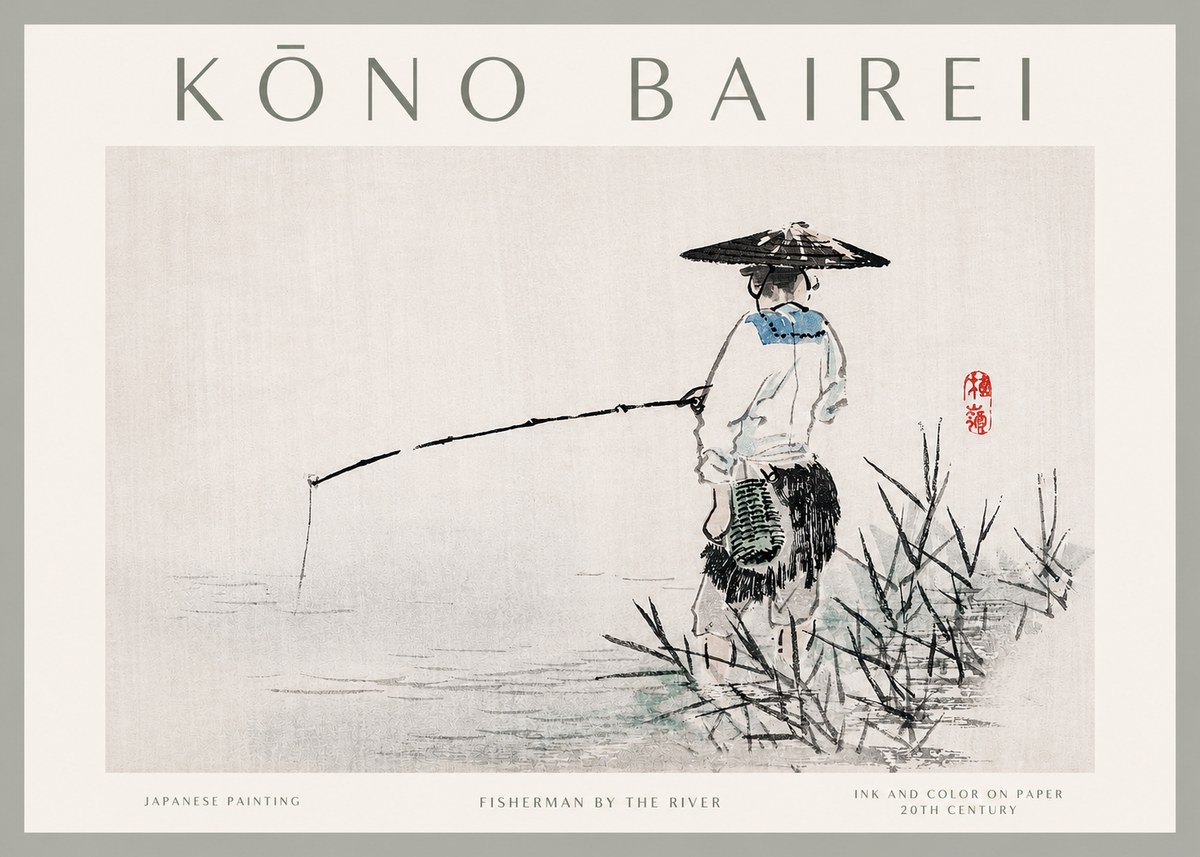 Kōno Bairei Fisherman by the River No2 - Plakát