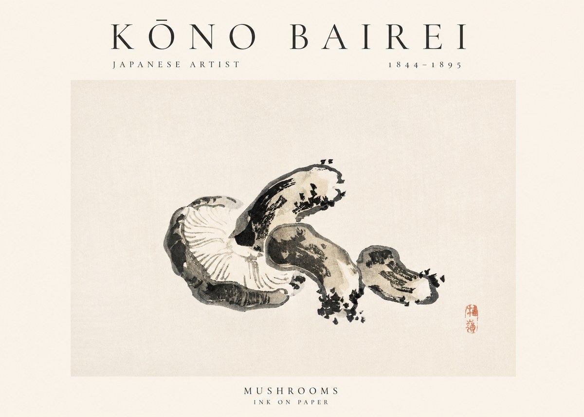 Kōno Bairei Mushrooms No1 - Plakát