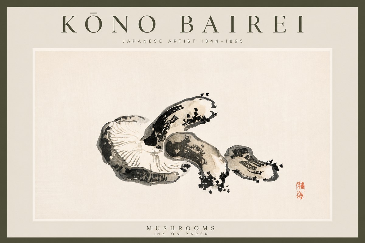 Kōno Bairei Mushrooms No3 - Plakát