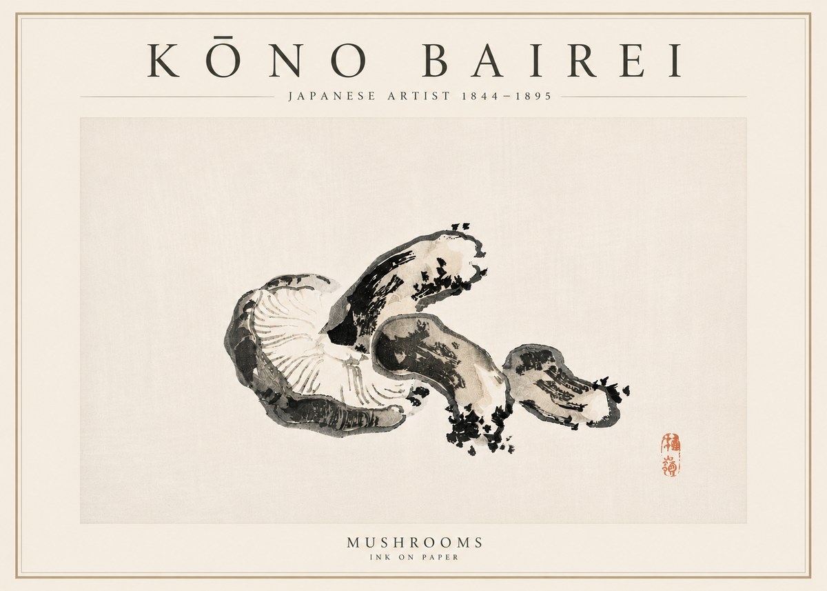 Kōno Bairei Mushrooms No6 - Plakát