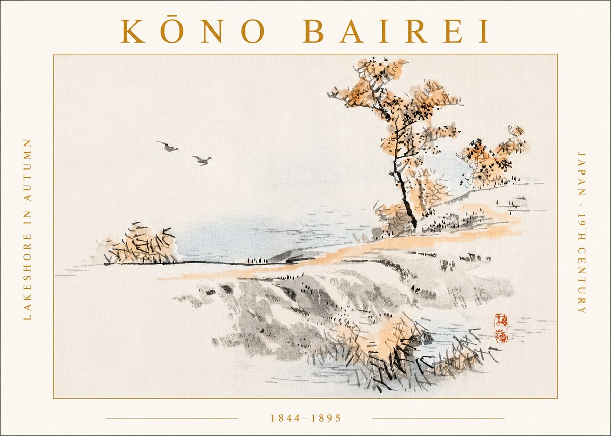 Kōno Bairei Lakeshore in Autumn No3 - Plakát