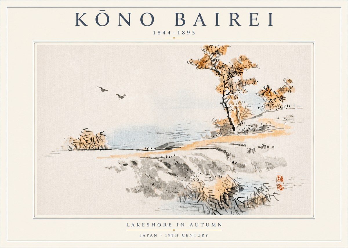 Kōno Bairei Lakeshore in Autumn No4 - Plakát