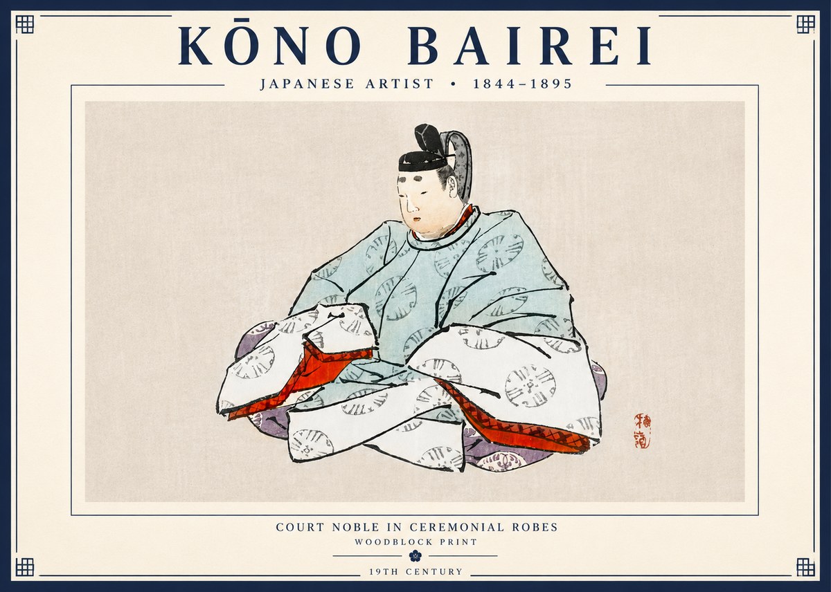 Kōno Bairei Court Noble in Ceremonial Robes No3 - Plakát