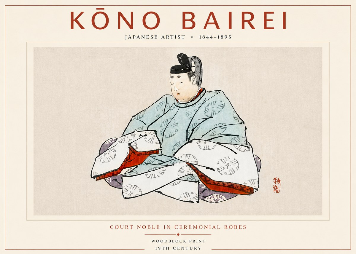 Kōno Bairei Court Noble in Ceremonial Robes No4 - Plakát