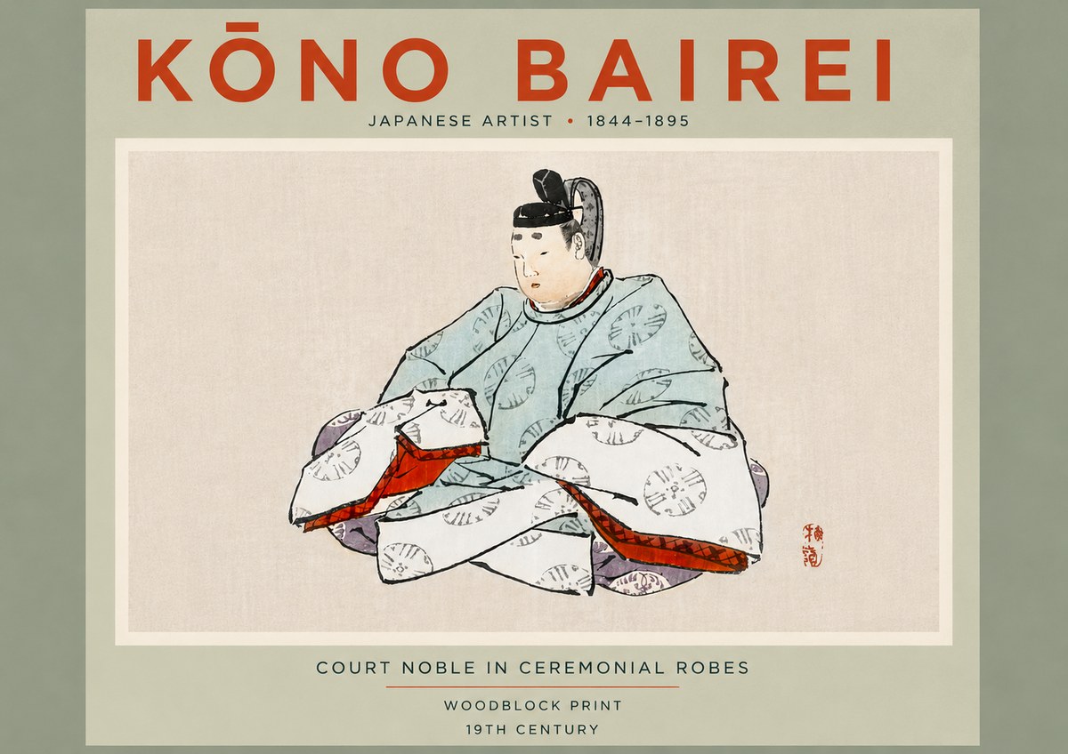Kōno Bairei Court Noble in Ceremonial Robes No5 - Plakát