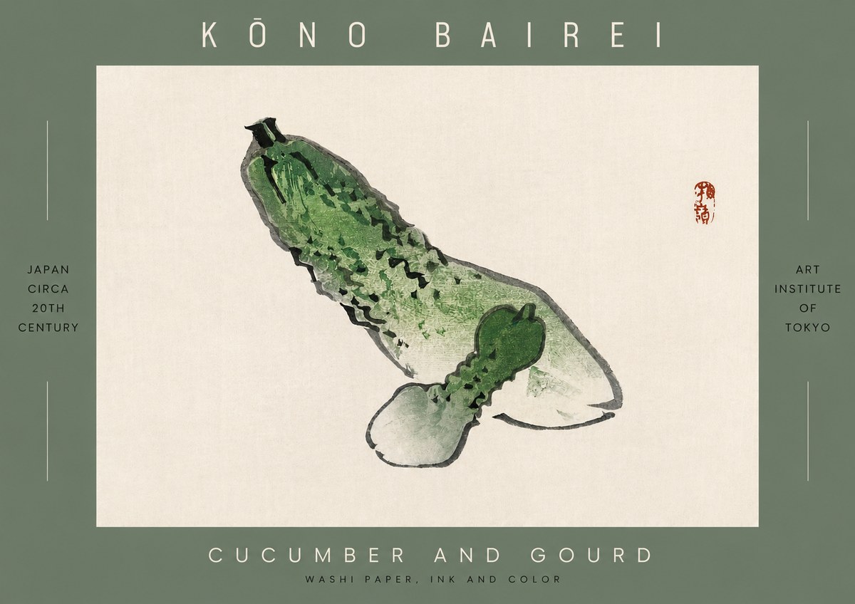 Kōno Bairei Cucumber and Gourd No2 - Plakát