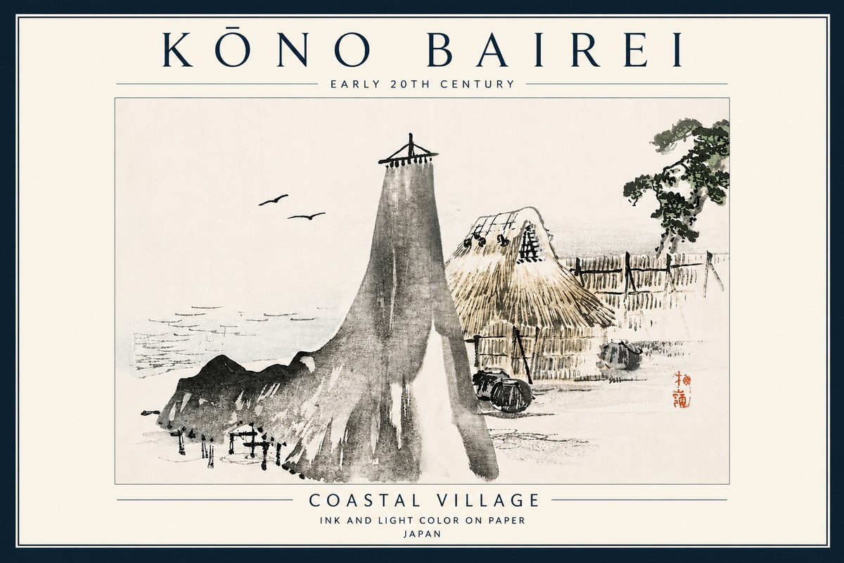 Kōno Bairei Coastal Village No4 - Plakát