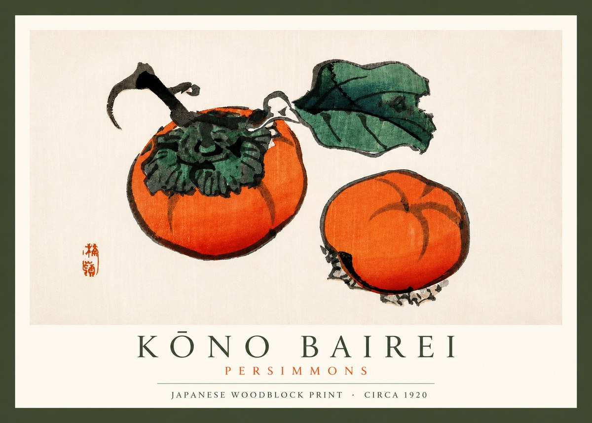 Kōno Bairei Persimmons No3 - Plakát