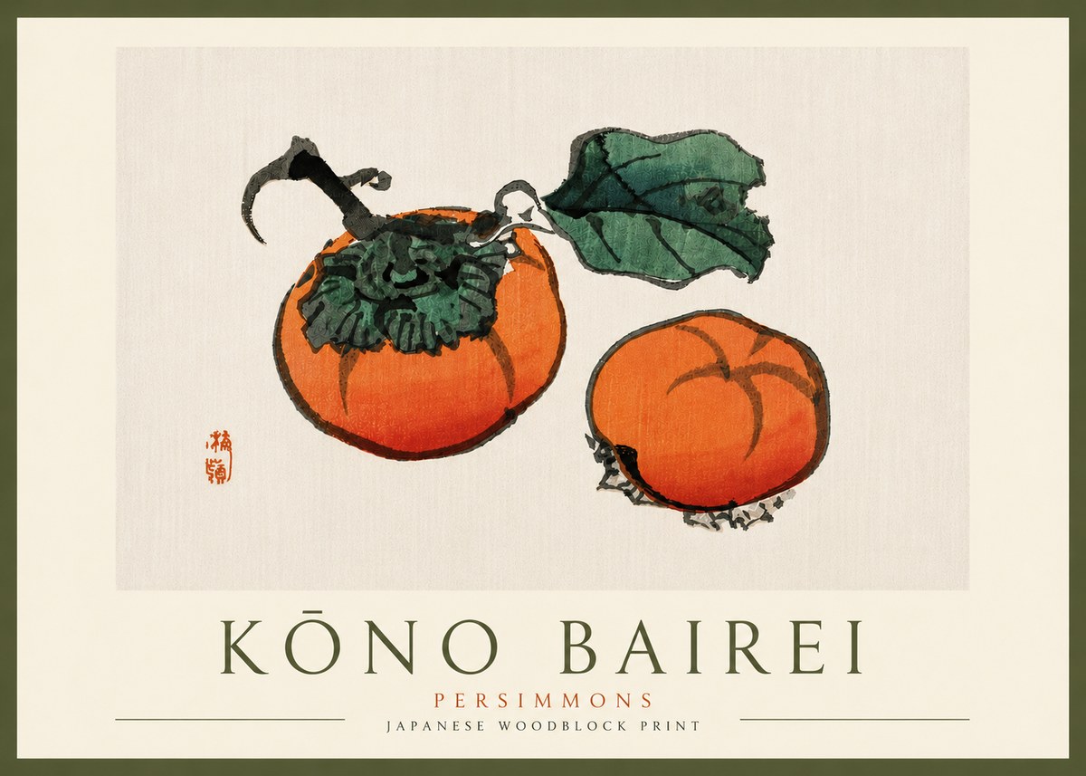 Kōno Bairei Persimmons No6 - Plakát