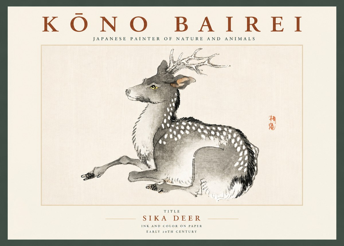 Kōno Bairei Sika Deer No2 - Plakát