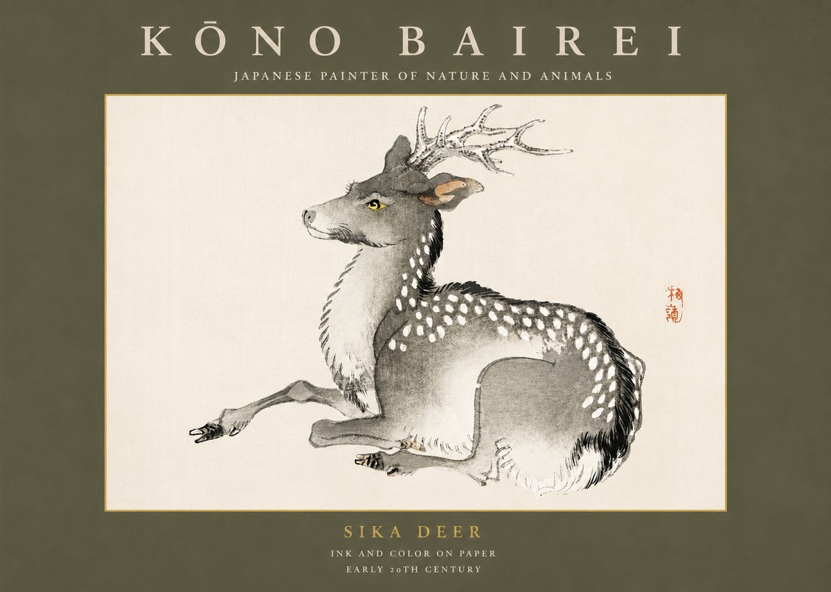 Kōno Bairei Sika Deer No3 - Plakát
