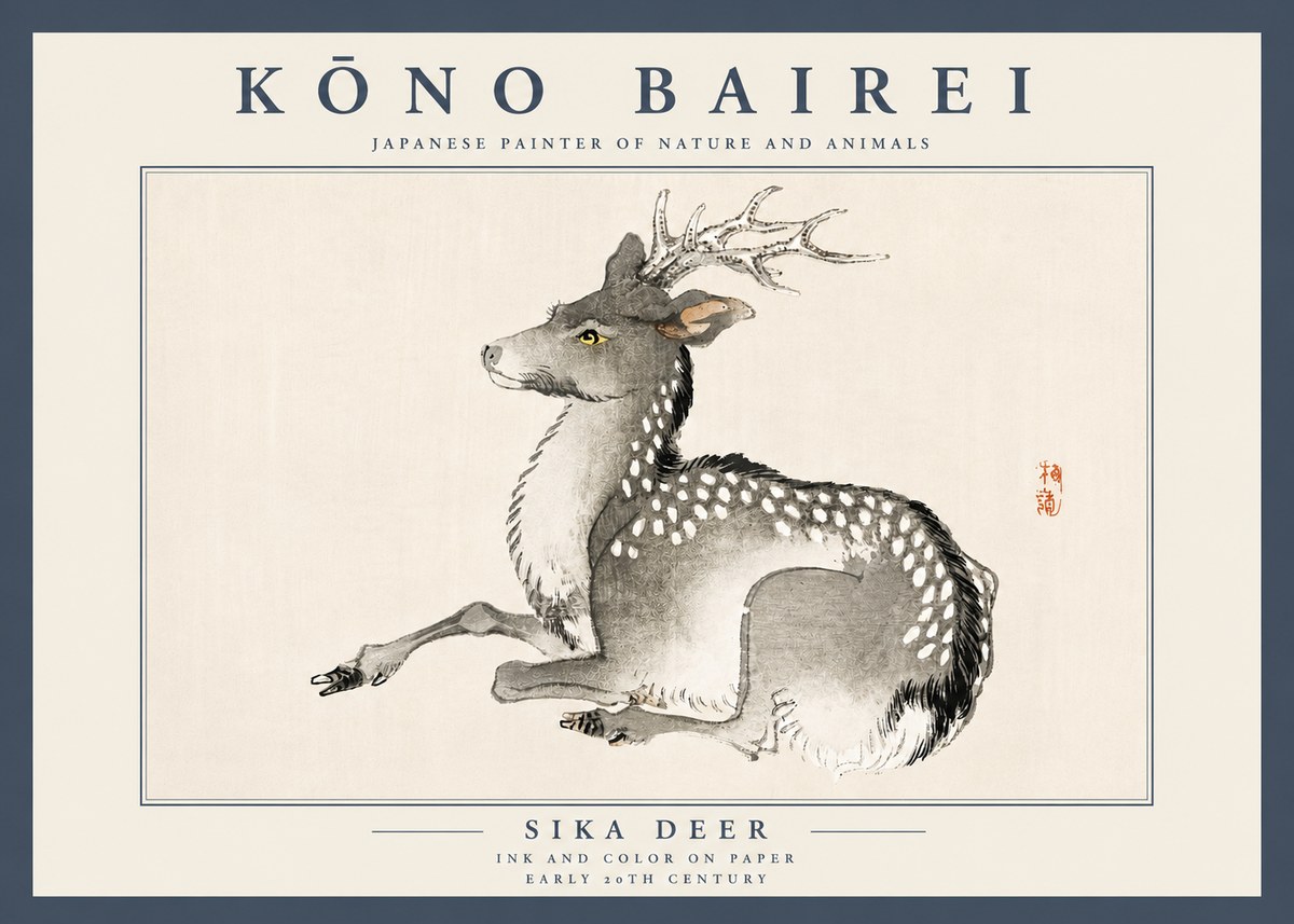 Kōno Bairei Sika Deer No4 - Plakát