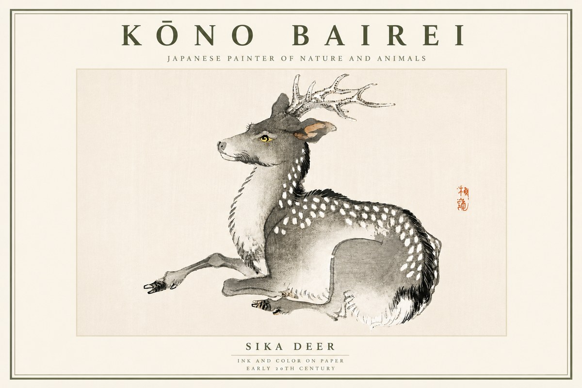 Kōno Bairei Sika Deer No6 - Plakát