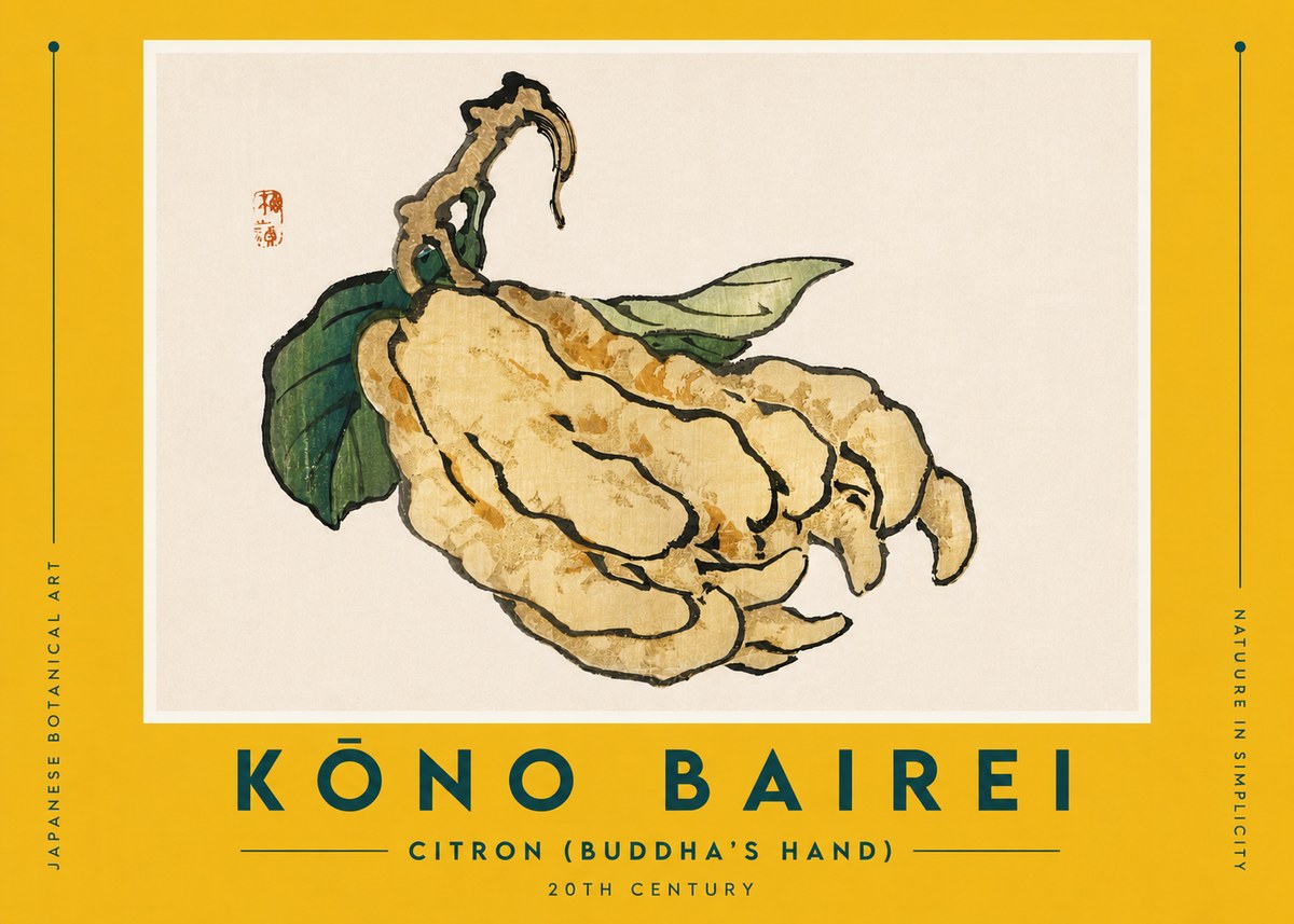 Kōno Bairei Citron (Buddha's Hand) No5 - Plakát