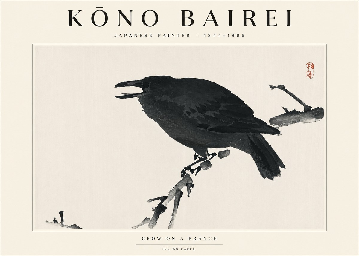 Kōno Bairei Crow on a Branch No3 - Plakát