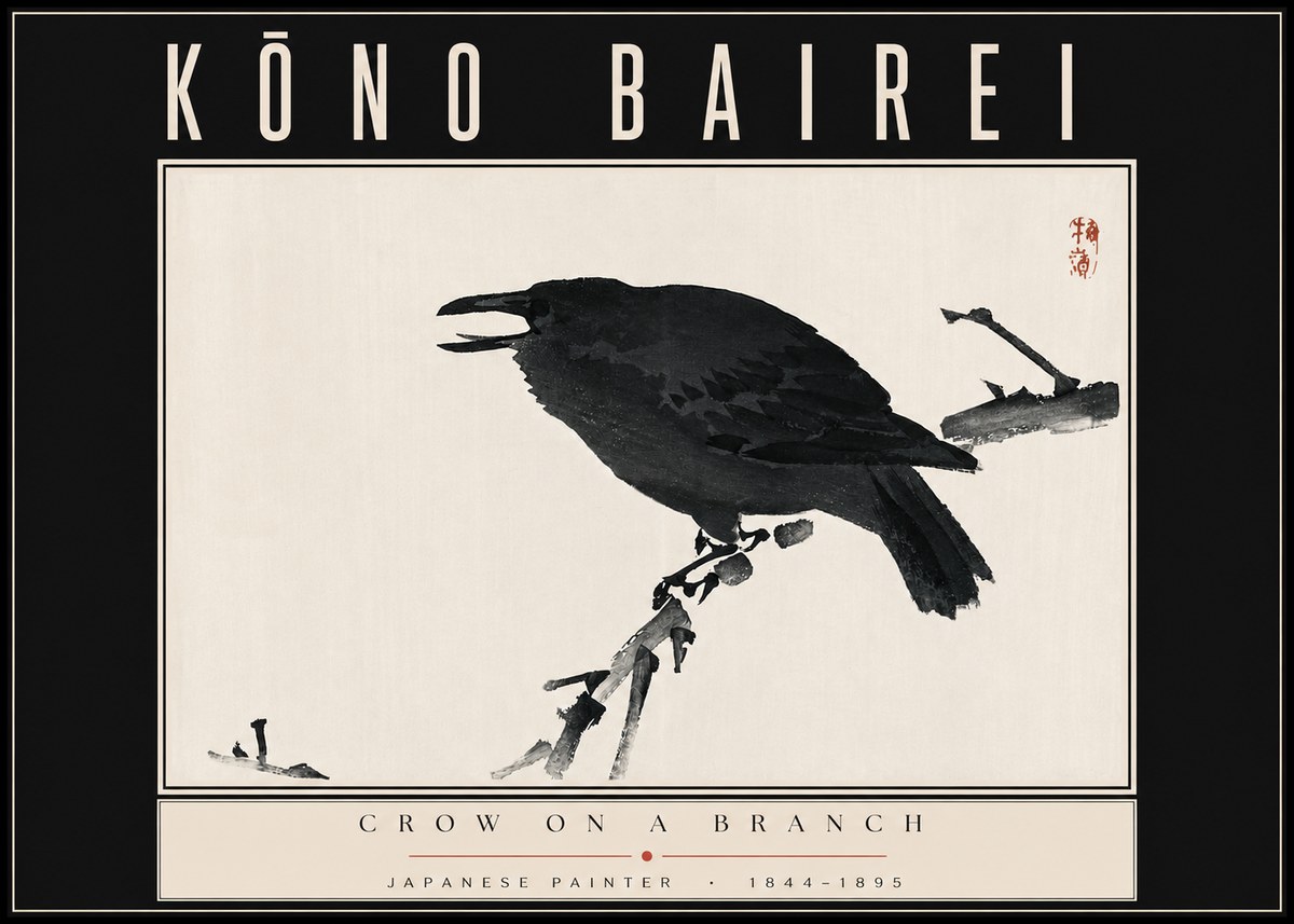 Kōno Bairei Crow on a Branch No4 - Plakát