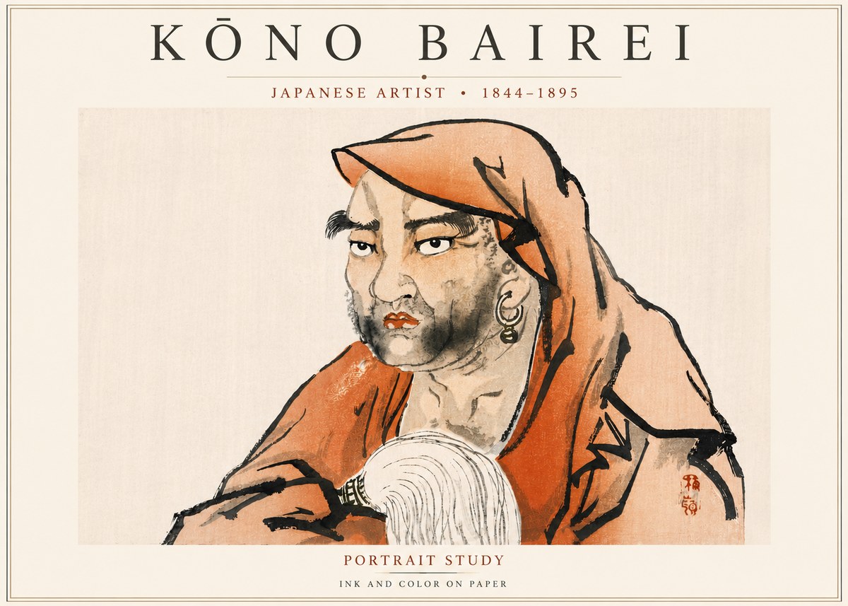 Kōno Bairei Portrait Study No3 - Plakát