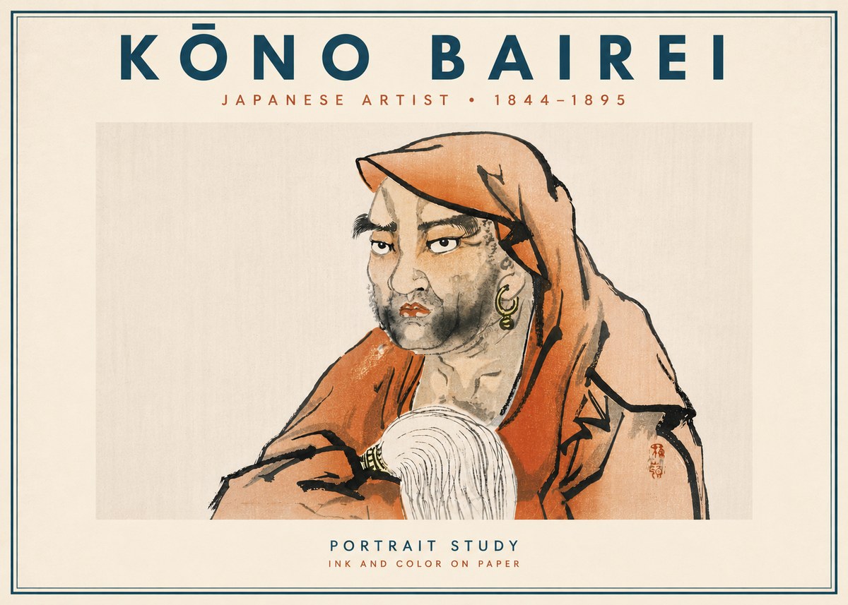 Kōno Bairei Portrait Study No6 - Plakát