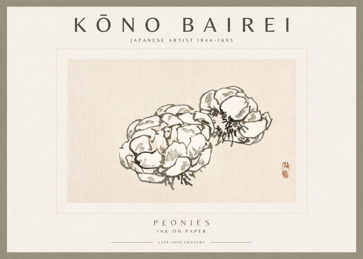 Kōno Bairei Peonies No2 - Plakát