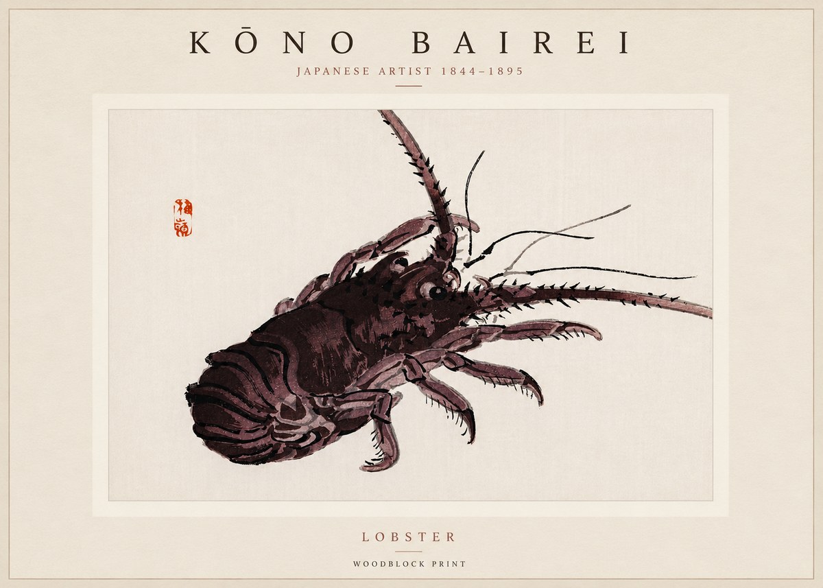 Kōno Bairei Lobster No3 - Plakát