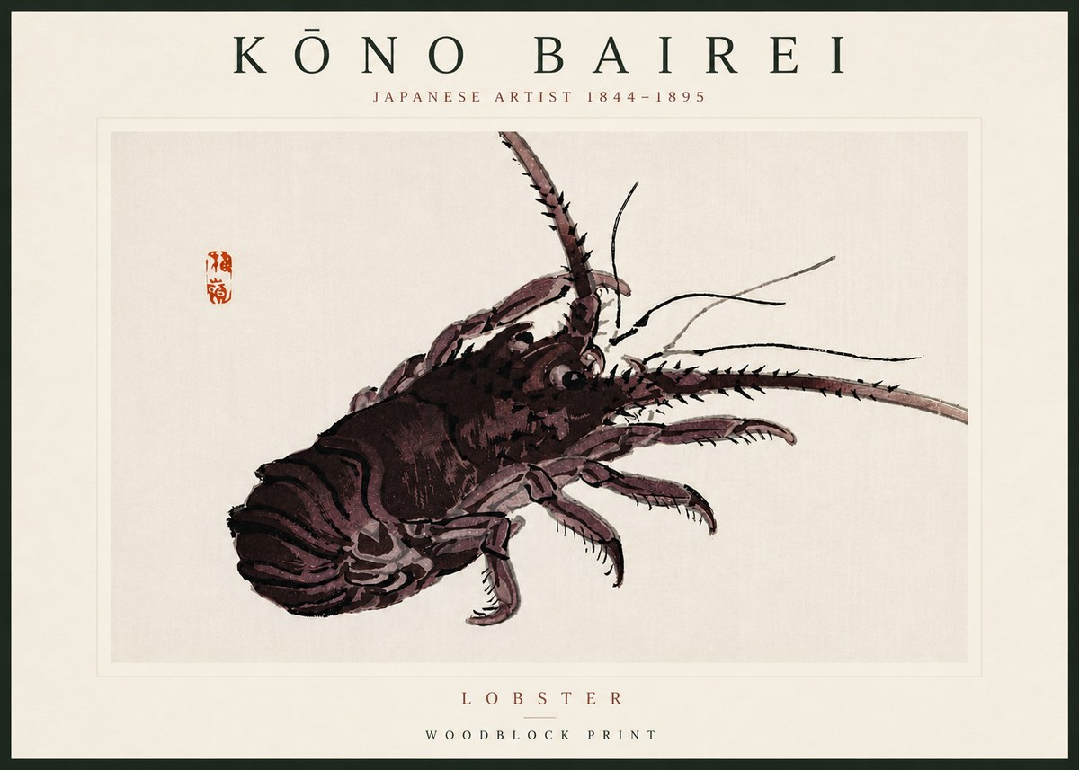 Kōno Bairei Lobster No6 - Plakát