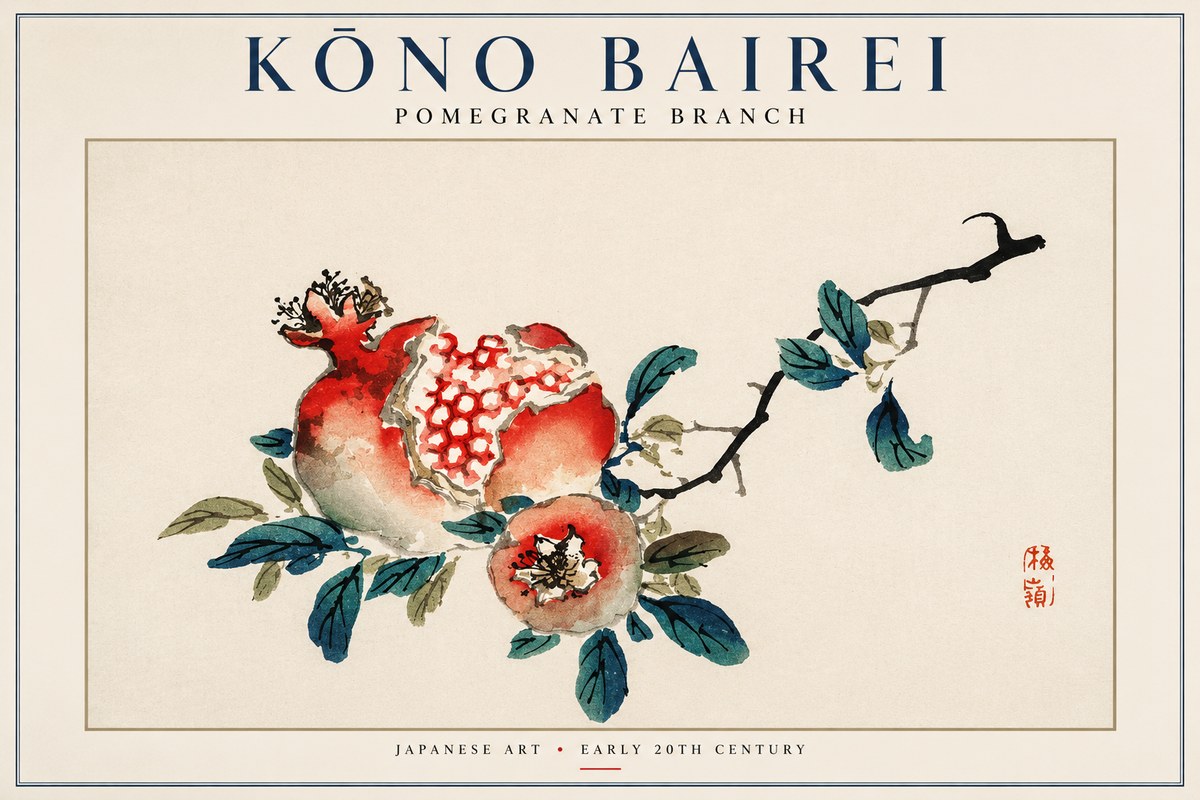 Kōno Bairei Pomegranate Branch No2 - Plakát