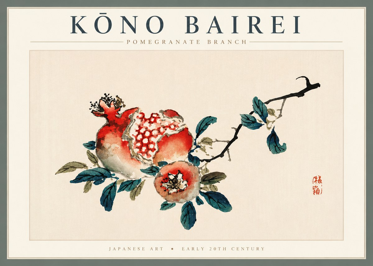 Kōno Bairei Pomegranate Branch No4 - Plakát