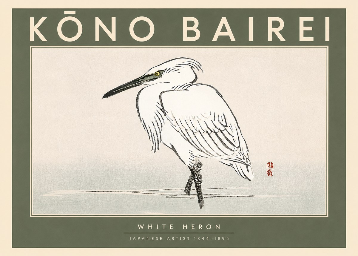 Kōno Bairei White Heron No3 - Plakát
