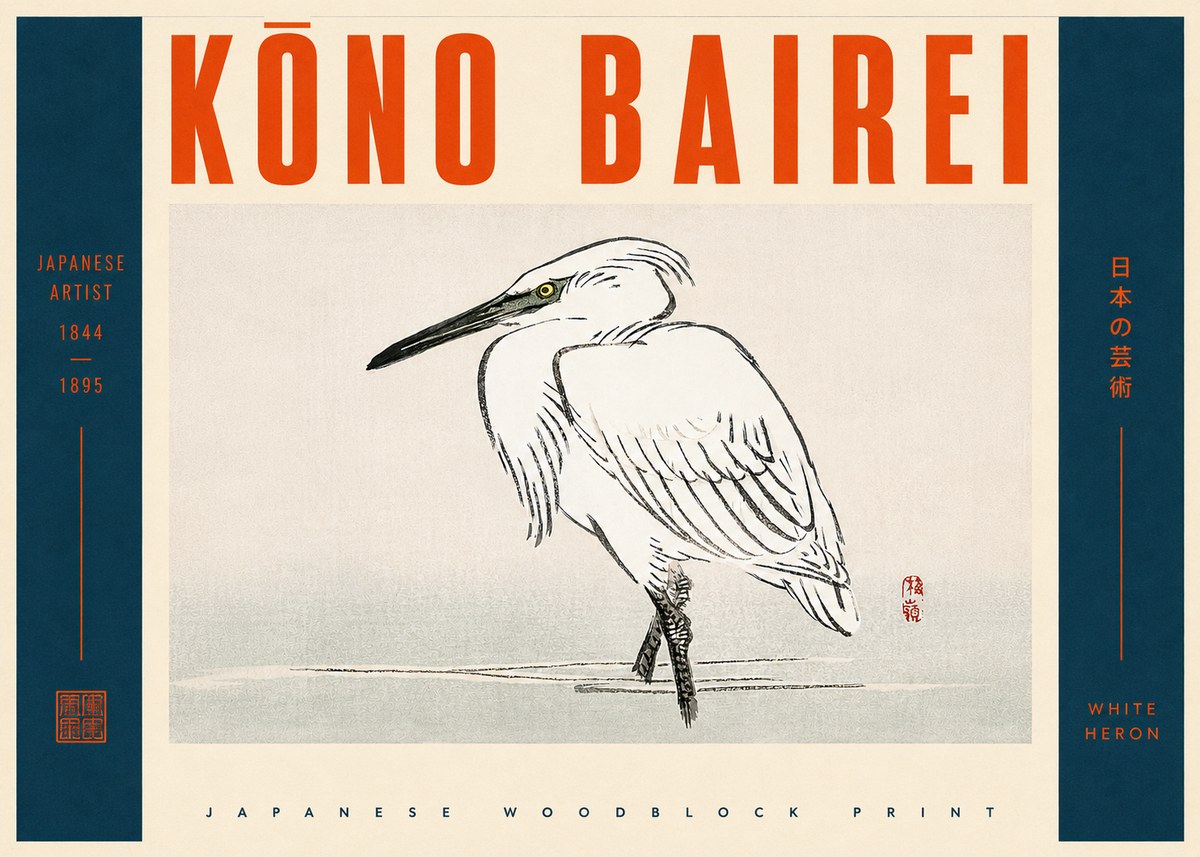 Kōno Bairei White Heron No4 - Plakát