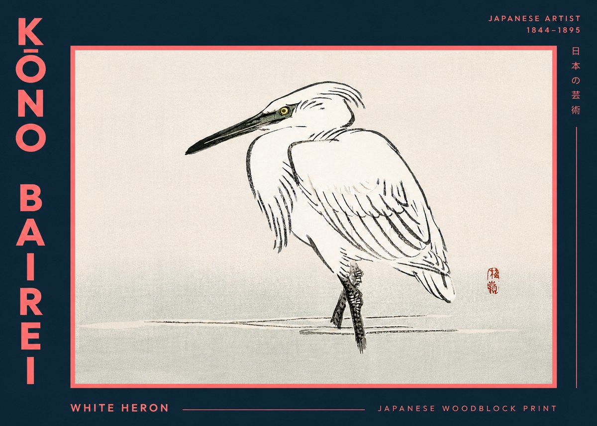 Kōno Bairei White Heron No5 - Plakát