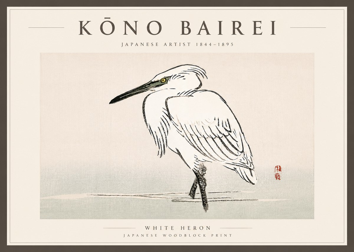 Kōno Bairei White Heron No6 - Plakát