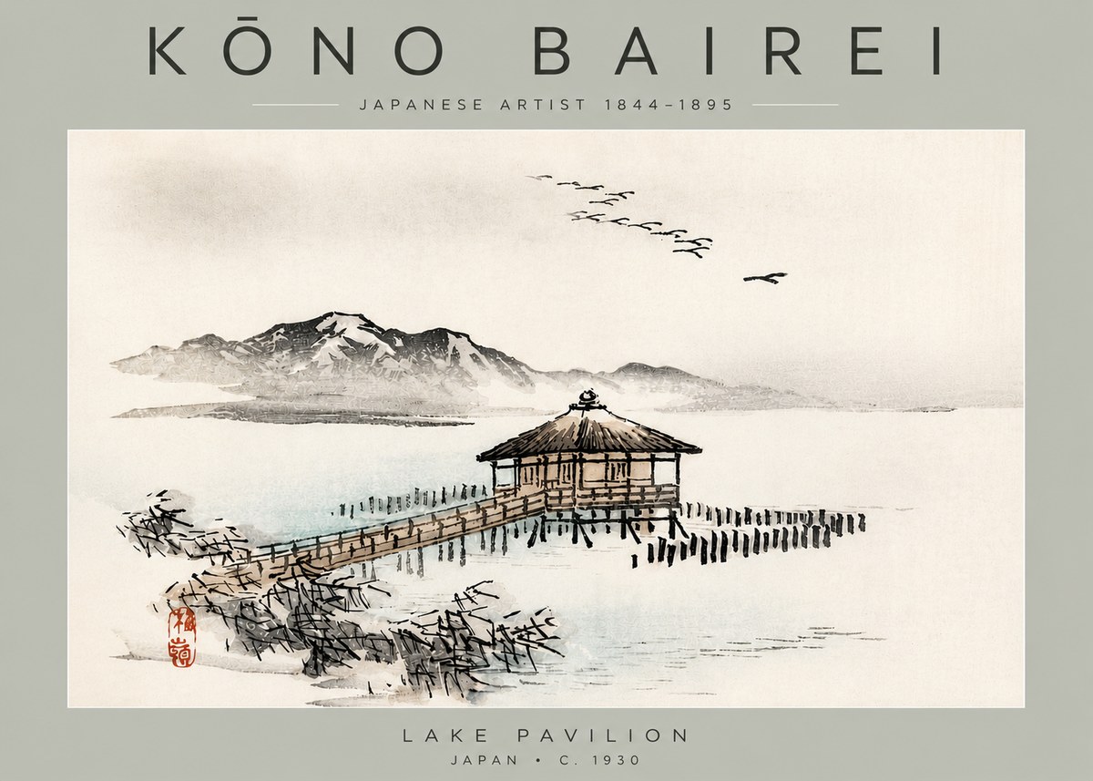 Kōno Bairei Lake Pavilion No3 - Plakát