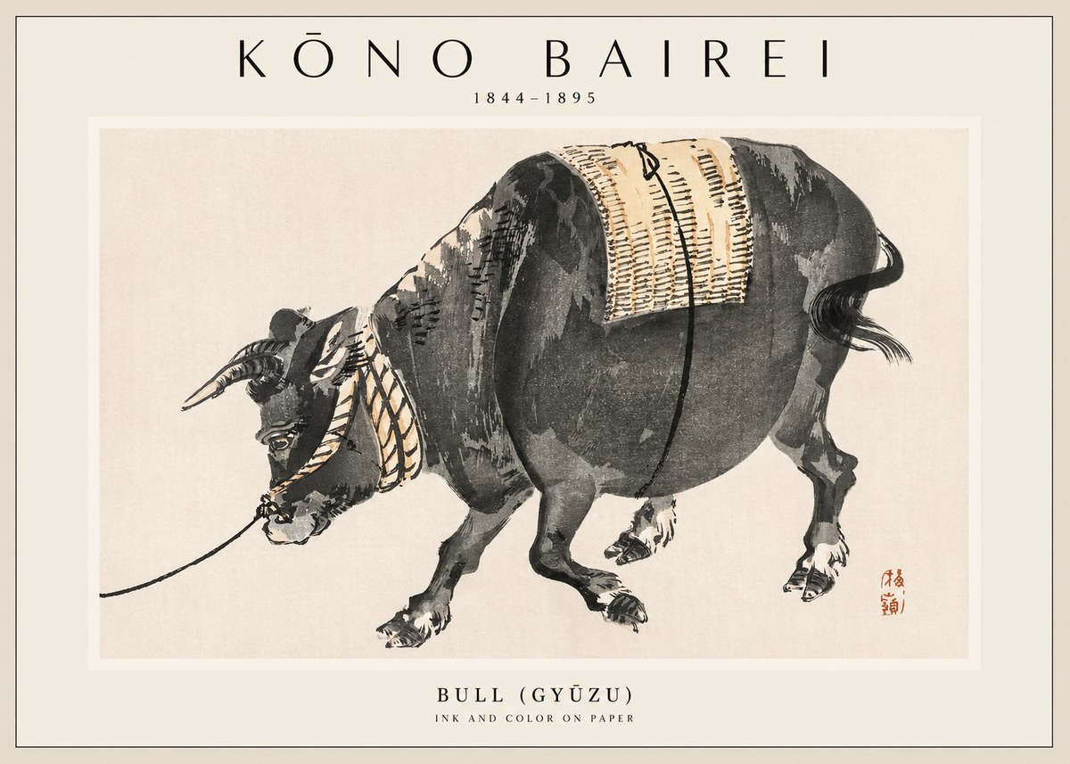 Kōno Bairei Bull (Gyūzu) No1 - Plakát