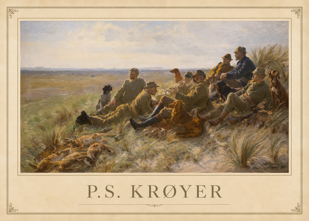 P.S. Krøyer Hare-hunting in the Dunes No1 - Plakát