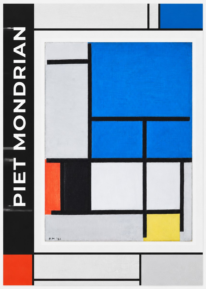 Piet Mondrian Composition with Red, Black, Blue, and Yellow No1 - Plakát