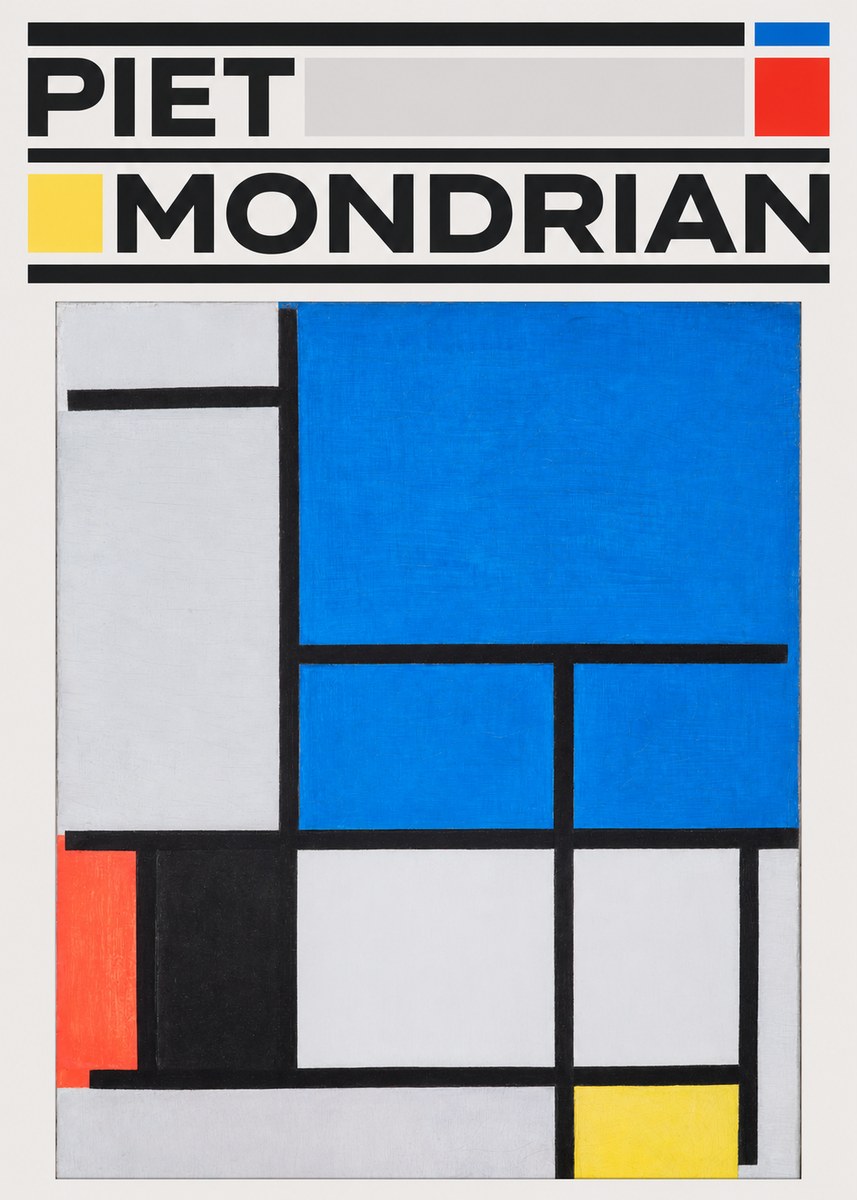 Piet Mondrian Composition with Red, Black, Blue, and Yellow No3 - Plakát