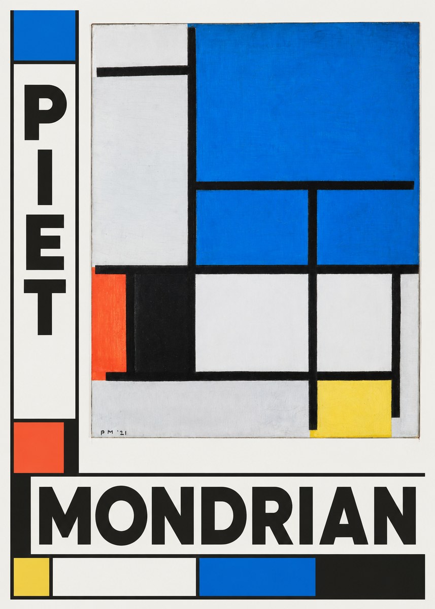 Piet Mondrian Composition with Red, Black, Blue, and Yellow No6 - Plakát
