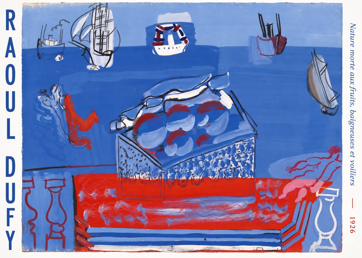 Raoul Dufy Nature Morte Aux Fruits, Baigneuses Et Voiliers No6 - Plakát