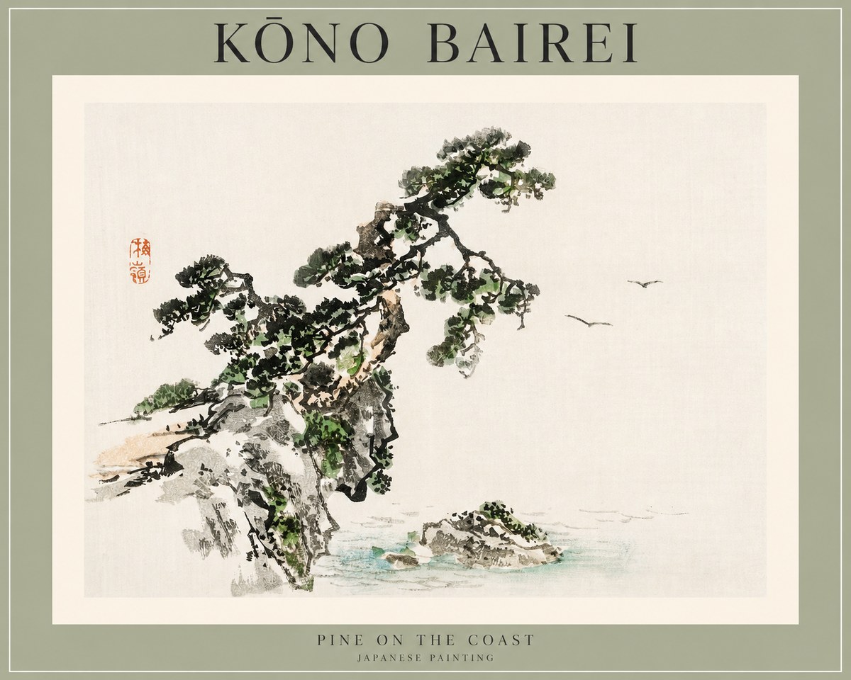 Kōno Bairei Pine on the Coast No1 - Plakát