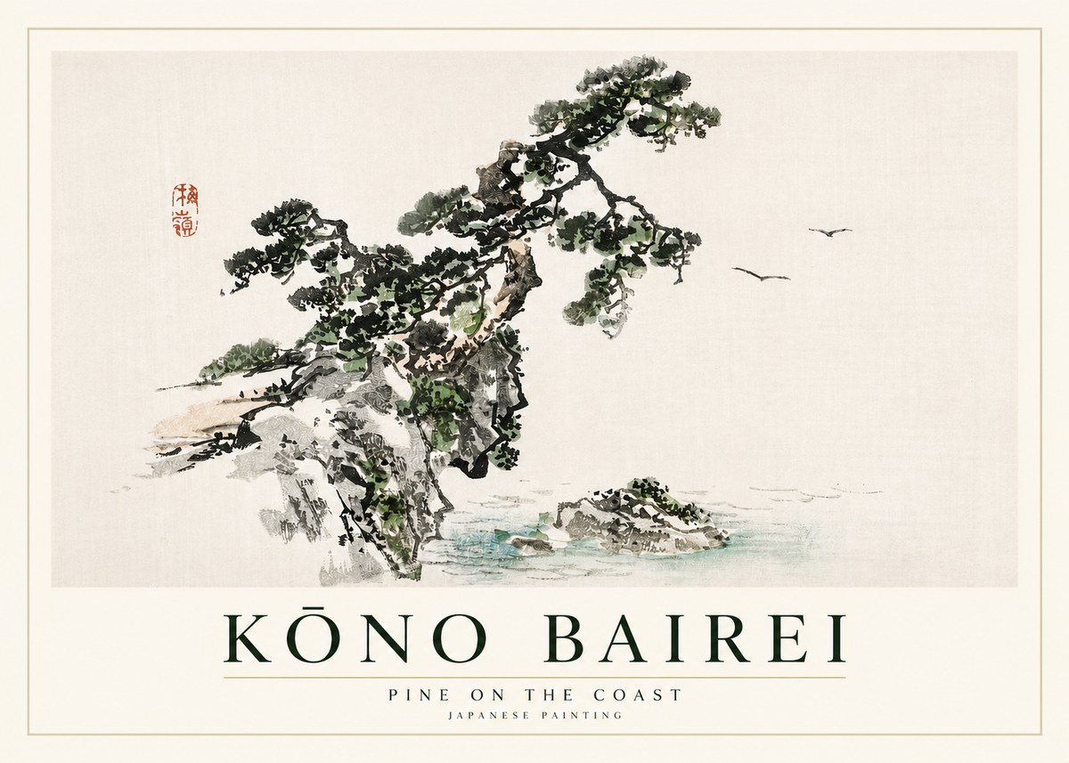Kōno Bairei Pine on the Coast No2 - Plakát