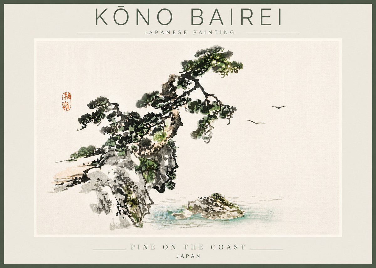 Kōno Bairei Pine on the Coast No3 - Plakát