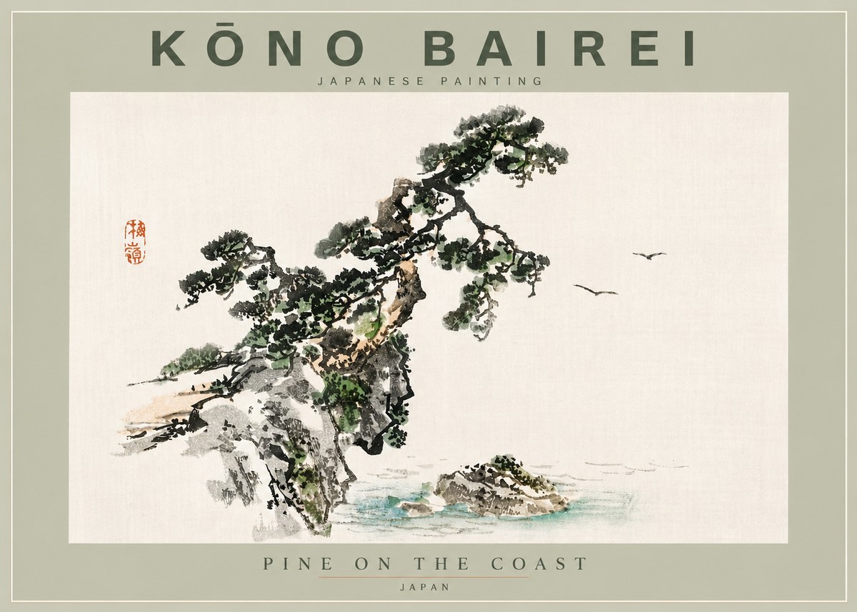 Kōno Bairei Pine on the Coast No4 - Plakát