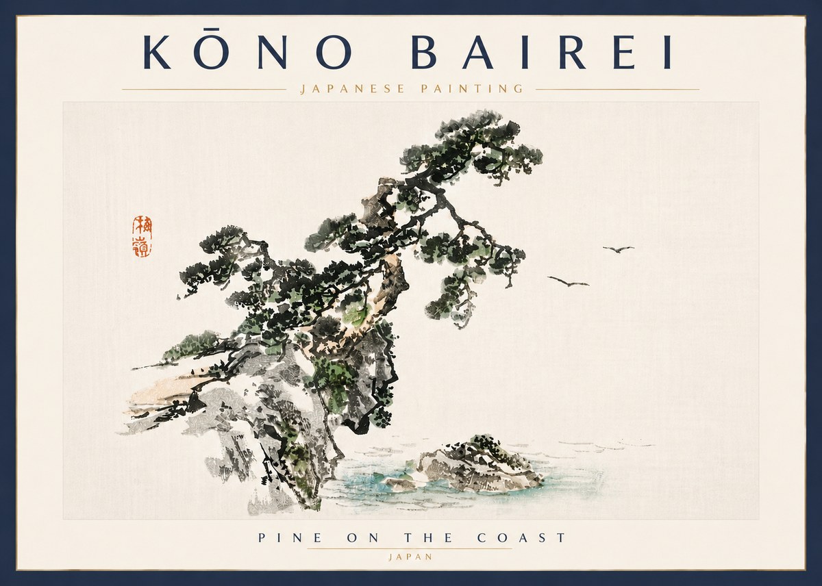 Kōno Bairei Pine on the Coast No5 - Plakát