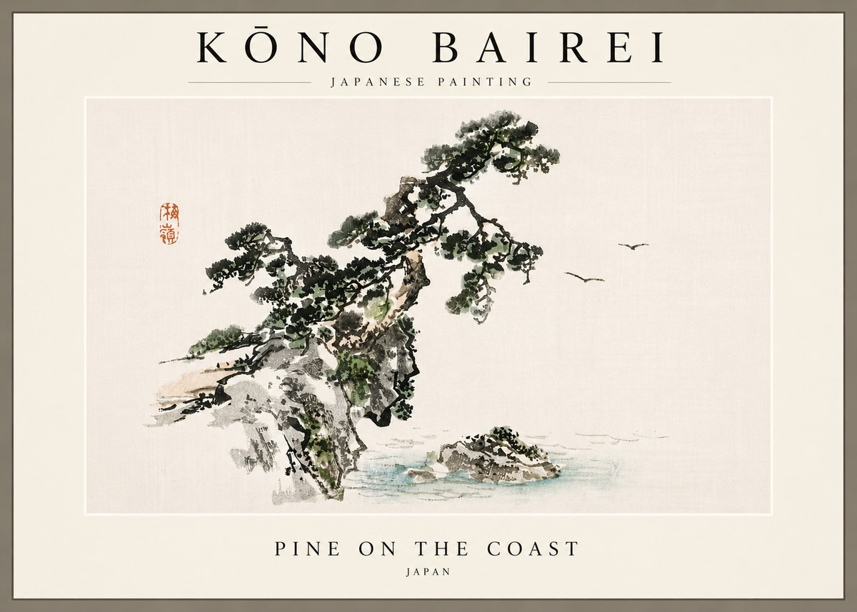 Kōno Bairei Pine on the Coast No6 - Plakát