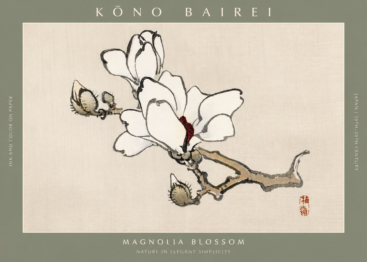 Kōno Bairei Magnolia Blossom No2 - Plakát