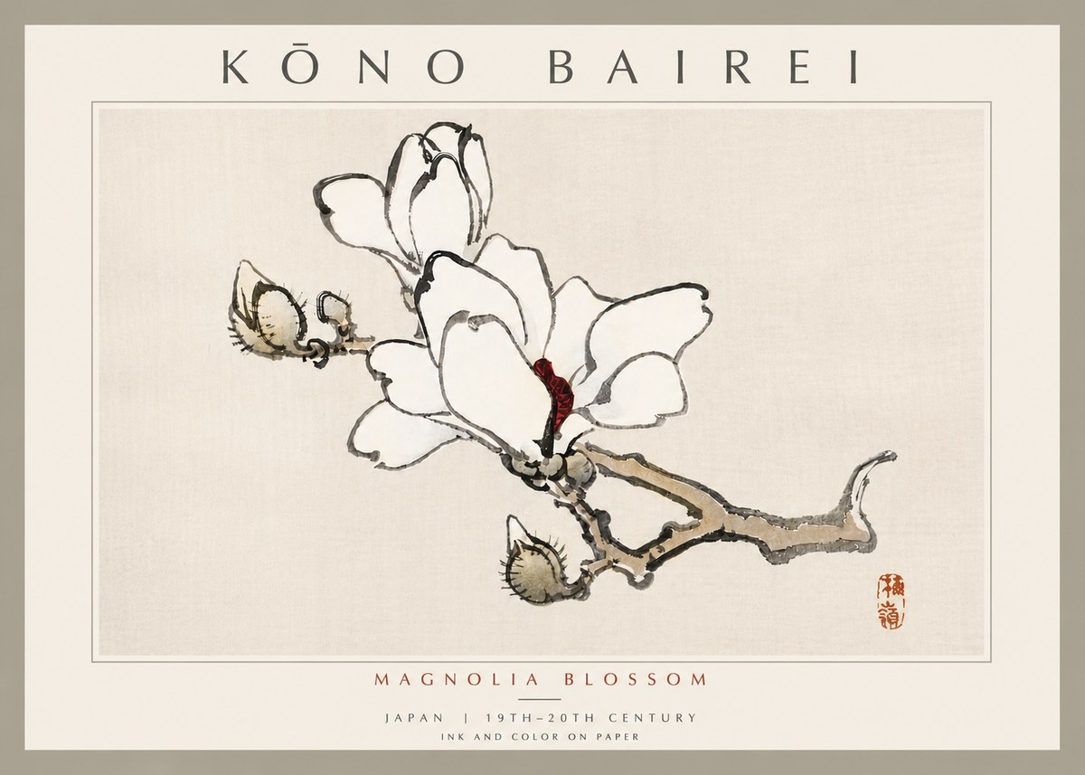 Kōno Bairei Magnolia Blossom No6 - Plakát