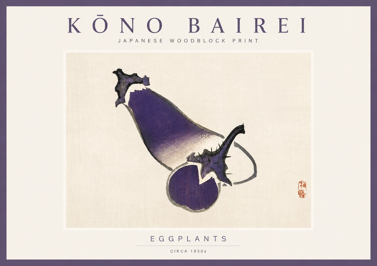 Kōno Bairei Eggplants No2 - Plakát