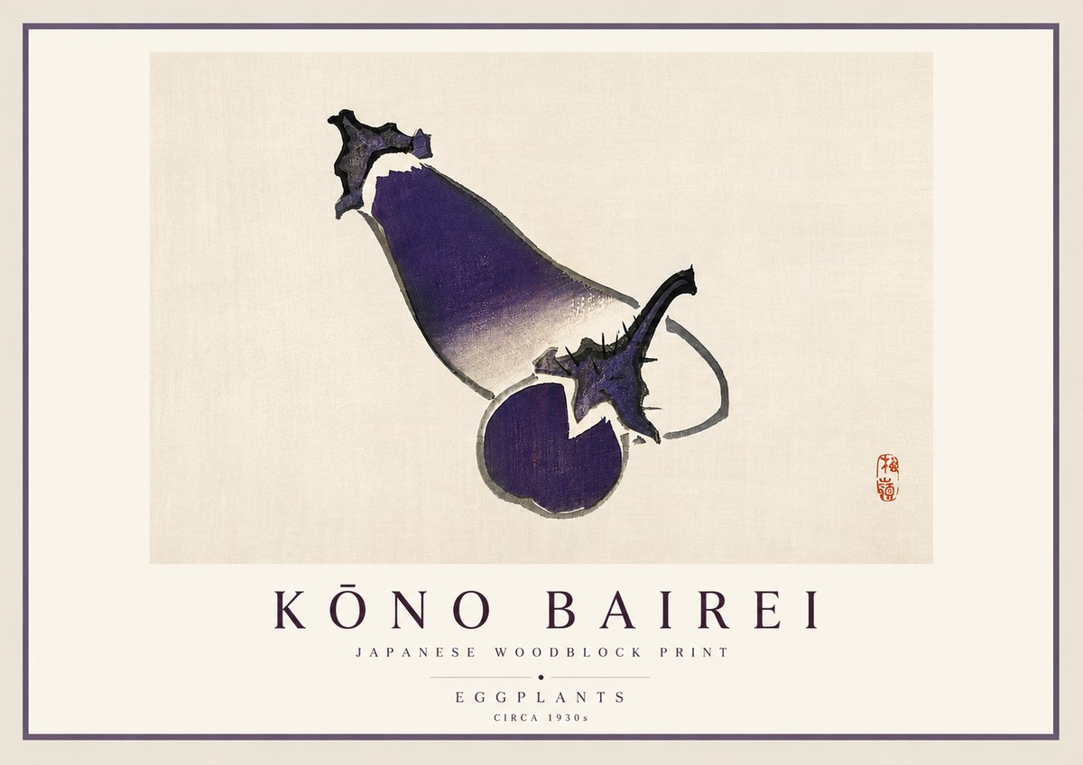 Kōno Bairei Eggplants No3 - Plakát