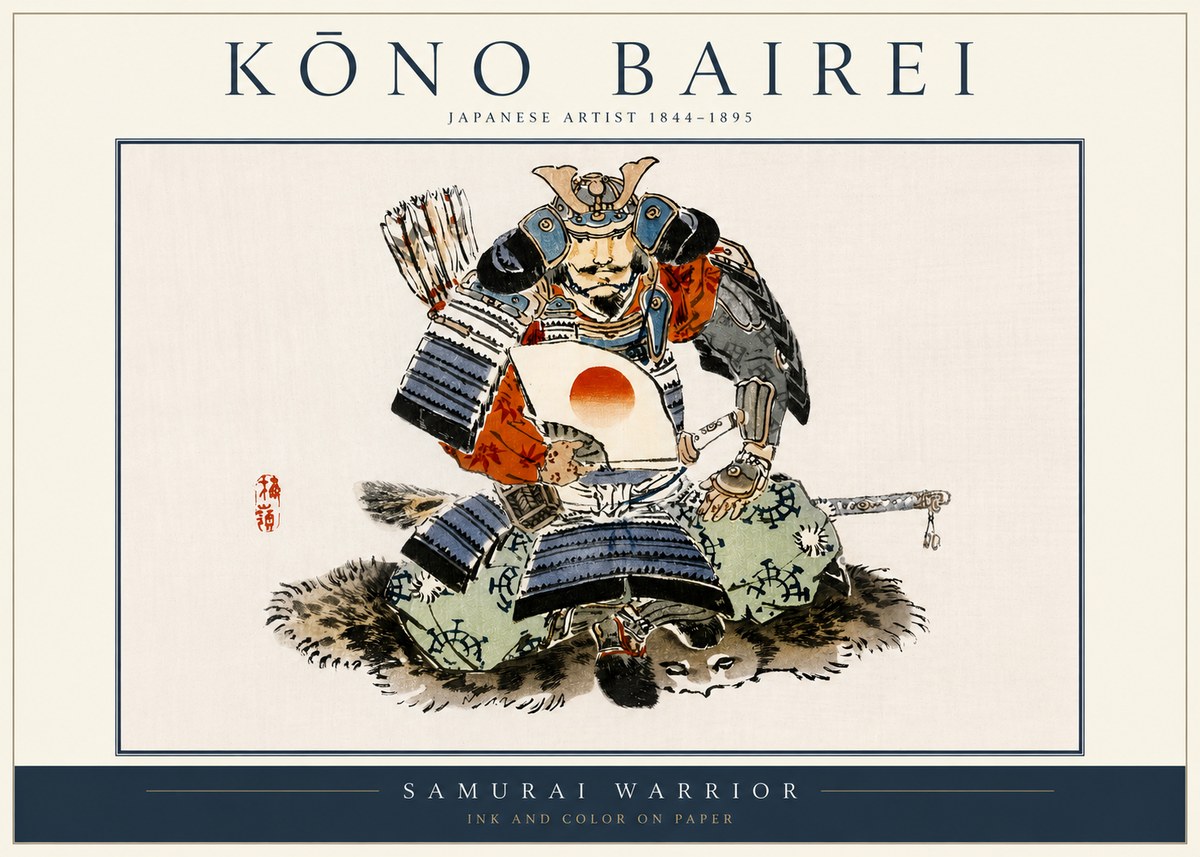 Kōno Bairei Samurai Warrior No3 - Plakát